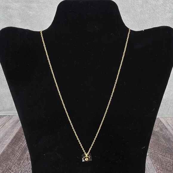 Coach Charming Charms Signature Heart Short Pendant Necklace 14K Gold Plated New - Picture 3 of 14